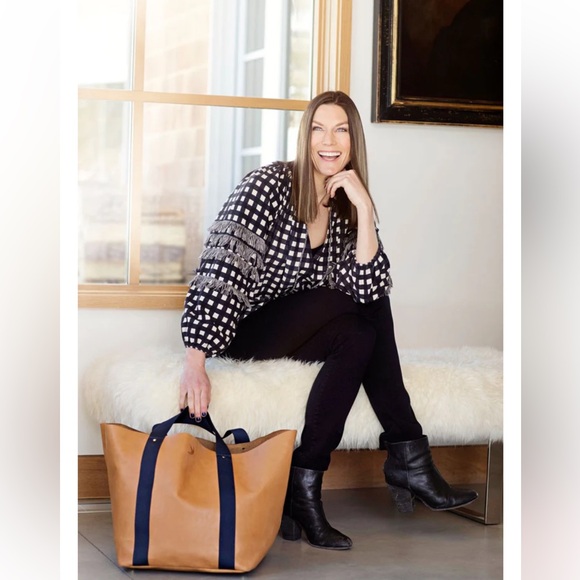 Veronica Beard Corroon Big Daddy Tan Leather Large Tote Bag - Picture 11 of 13